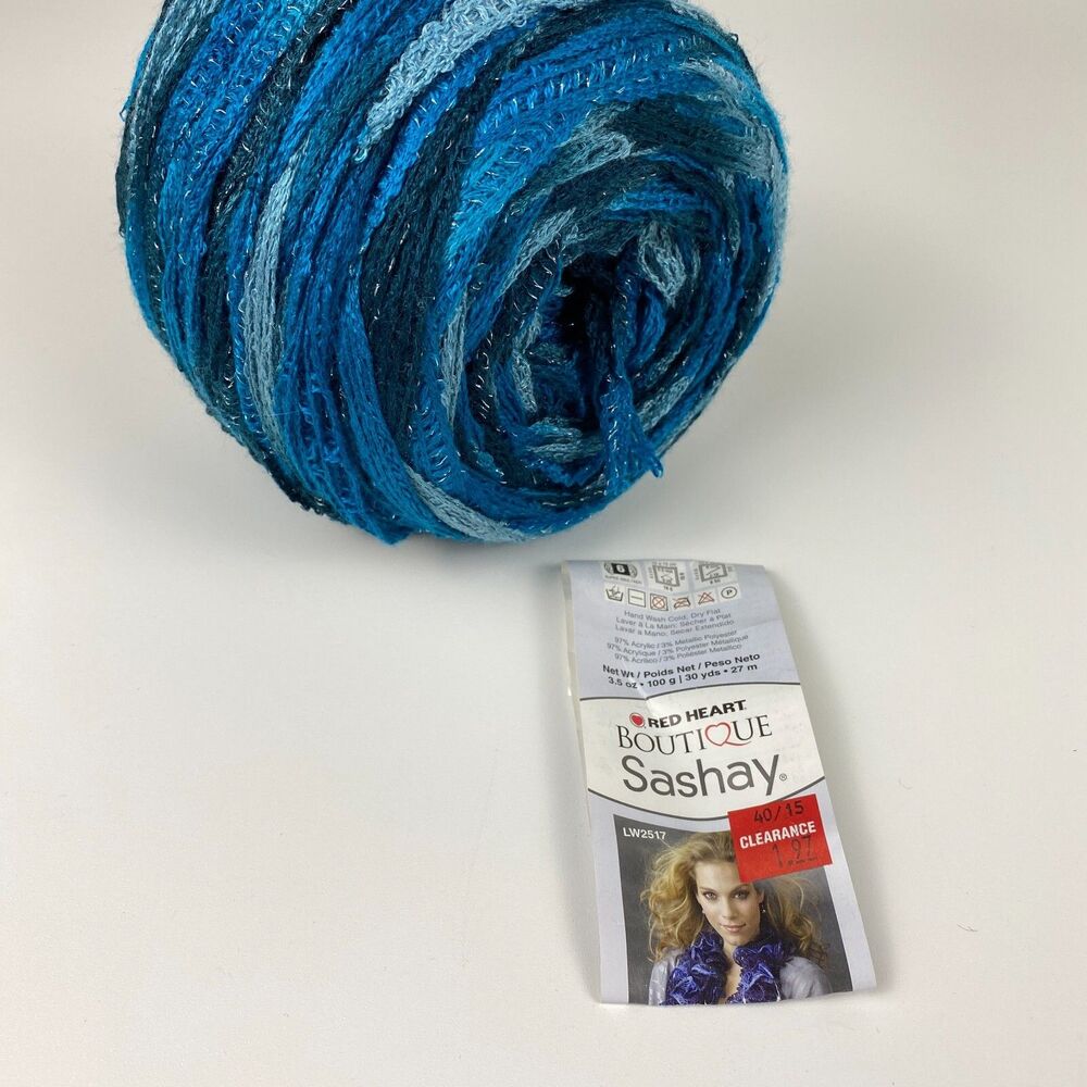 Lot 4 Skeins Red Heart Boutique Sashay Yarn Blue Jive 8633 ~118 Yards 396g Total